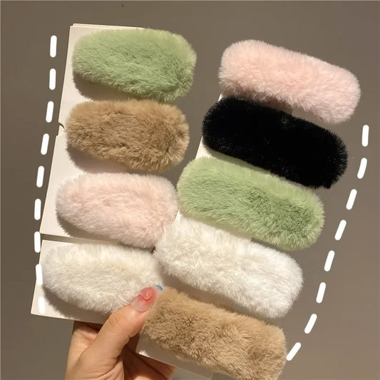 Ddbos Winter Plush Cute Hair Clip Grasping Lamb Children's Broken Hair Pin Clip Headwear Hair Accessories for Girls  Korean Style