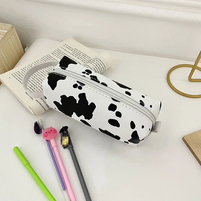 Ddbos Cow Pattern Pencil Case Kawaii Stationery Pencilcase Large Capacity Pen Case Trousse Scolaire School Supplies Pencil Pouch