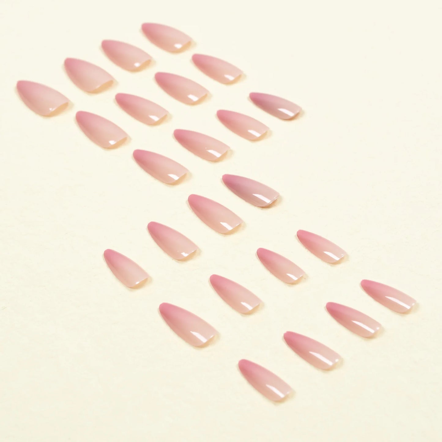 Ins Sweet Gradient Pink False Nail Patch Almond Glossy Korean Style Fake Nail Wearable 24pcs Artificiall Nails