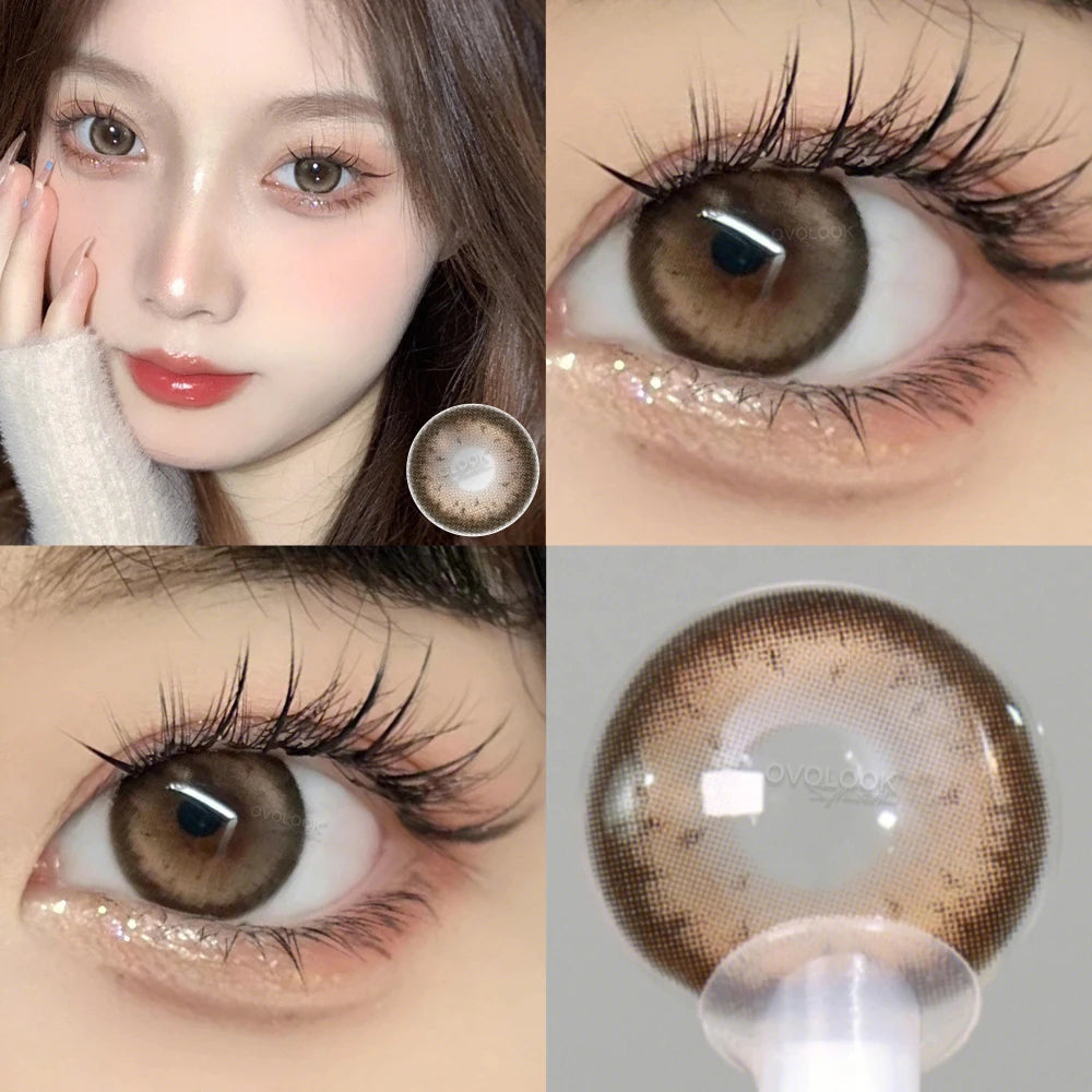 Ddbos 2PCS Brown Lenses Natural Contact Lenses for Eyes Super Beauty Eye Color Lenses Myopia Lenses With Diopters Prescription