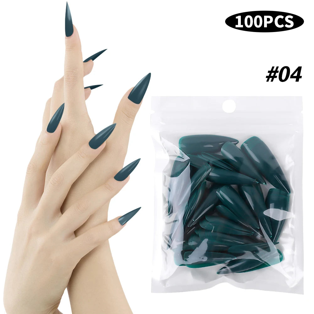 100pcs Natural Fake Nails Solid Color False Nail Tips Full Coverage Matte Acrylic False Nails Tips DIY Manicure Extension Tools