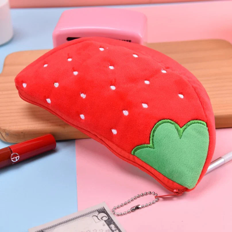 Ddbos Fruits Pencil Case Kawaii Stationery Watermelon Pencil Pouch Estuches Plush School Supplies Trousse Soft Pencil Cases For Girls