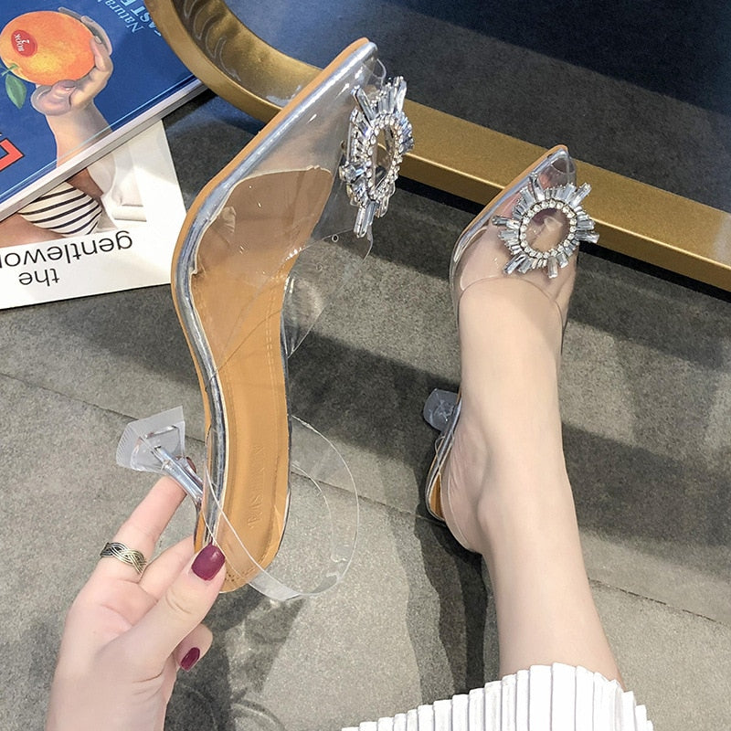 Ddbos Luxury Women Pumps Transparent High Heels Sexy Pointed Toe Slip-on Wedding Party Brand Fashion Shoes For Lady Size 34-43