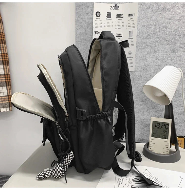 Ddbos Simple student bag solid color schoolbag youth large capacity travel backpack High quality canvas schoolbag fashion bag