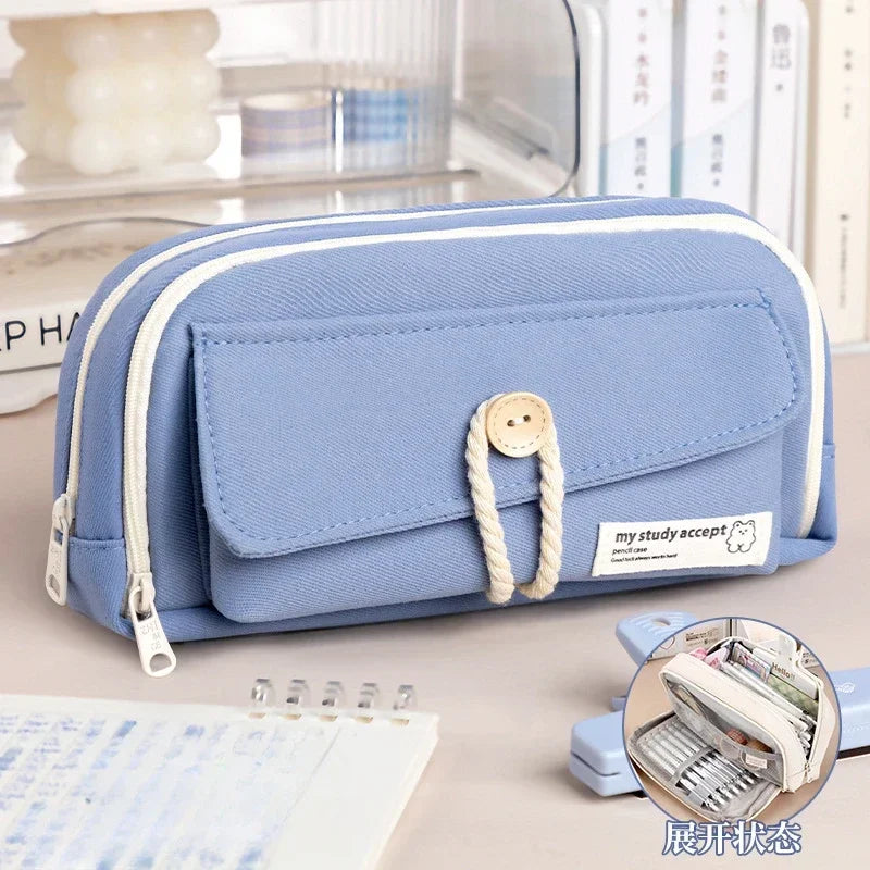 Ddbos BACK TO SCHOOL Pencil Case Large Capacity Pencil Pouch Handheld Pen Bag Cosmetic Portable Gift for Office School Teen Girl Boy Men Women Adult