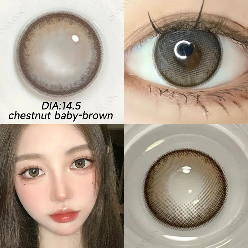 Ddbos - 2PCS Beauty Brown Color Contact Lenses for Eyes Myopia Eye Color Lenses with Diopters Natural Pupils Mystical Blue Lens