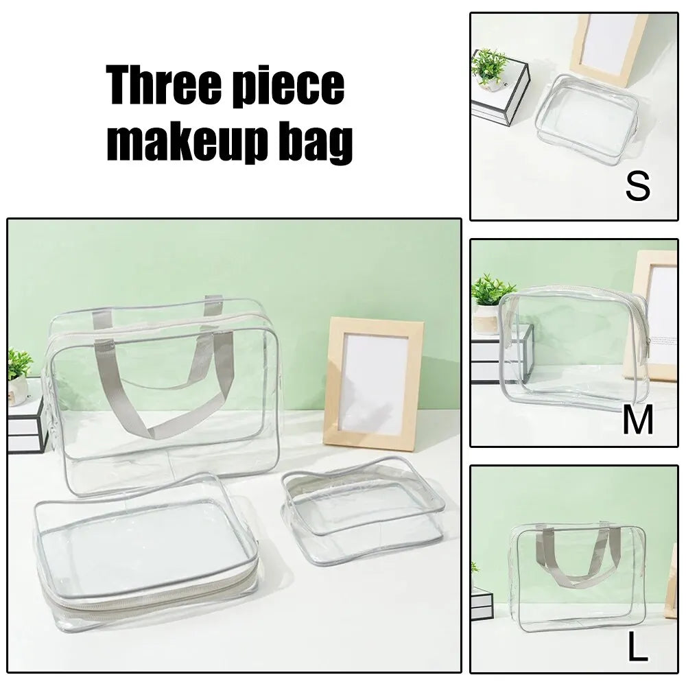 Ddbos 1PC Transparent Makeup Bag PVC Washing Bag Out Of Travel Storage Bag Waterproof Large Capacity Hand Made Makeup Bag Travel Stora