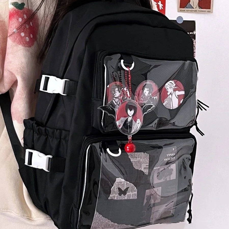 Ddbos BACK TO SCHOOL Kawaii Backpack Women Transparent Pocket Itabag Large-capacity Laptop Backpack School Bags For Girls High School JK Bag Mochilas