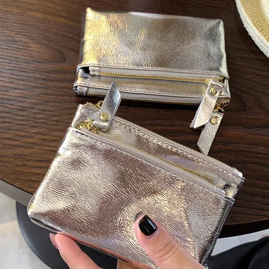 Women Clutch Mini Coin Purse Genuine Leather Wallet Credit Card Cash Holder Small Money Bag Female Zipper Storage Bags Pouch