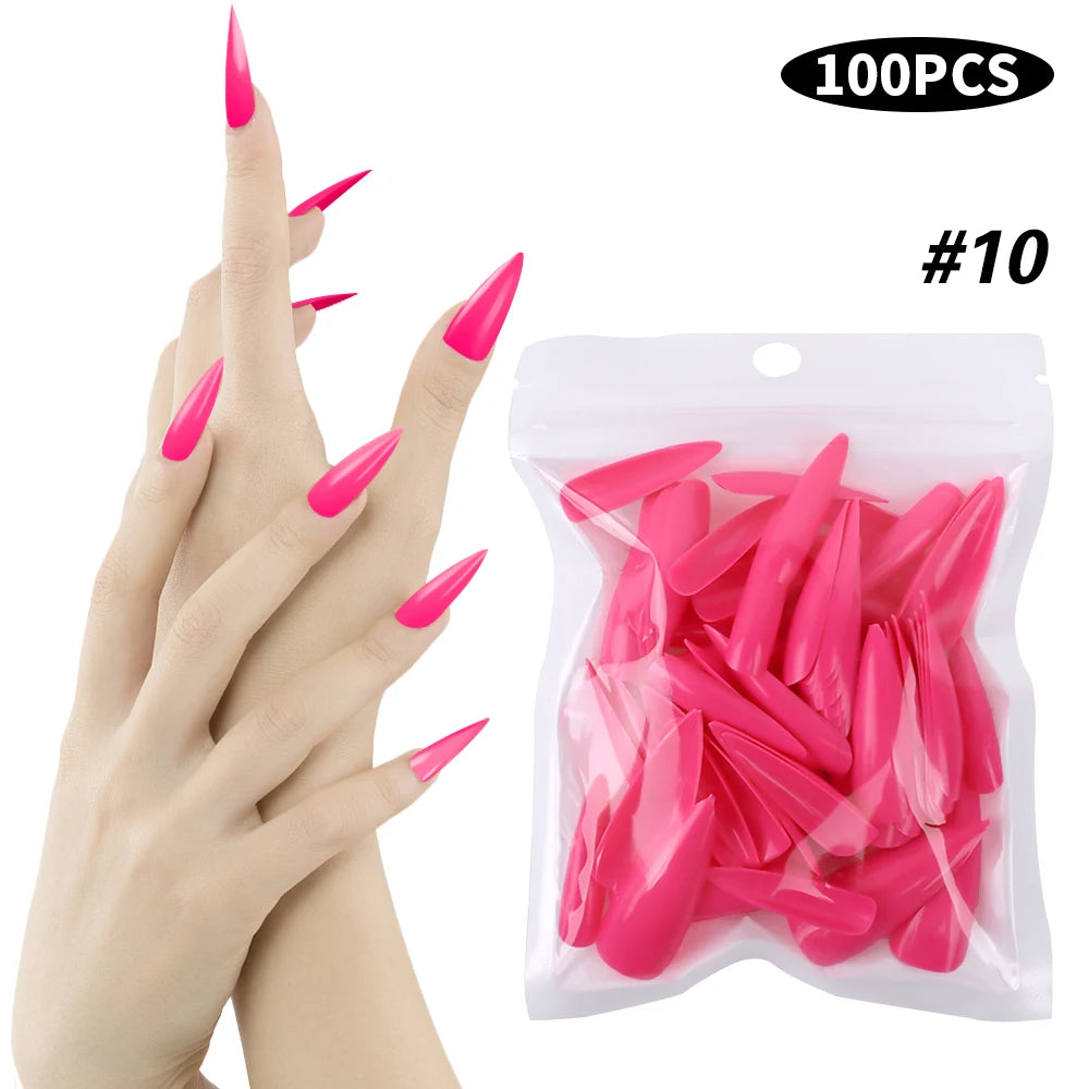 100pcs Natural Fake Nails Solid Color False Nail Tips Full Coverage Matte Acrylic False Nails Tips DIY Manicure Extension Tools