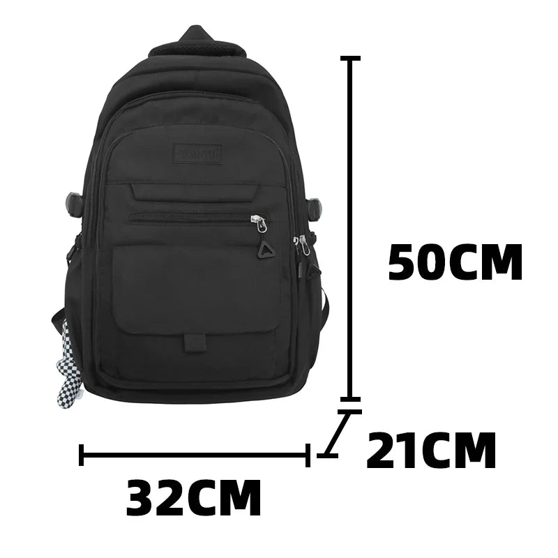 Ddbos Simple student bag solid color schoolbag youth large capacity travel backpack High quality canvas schoolbag fashion bag