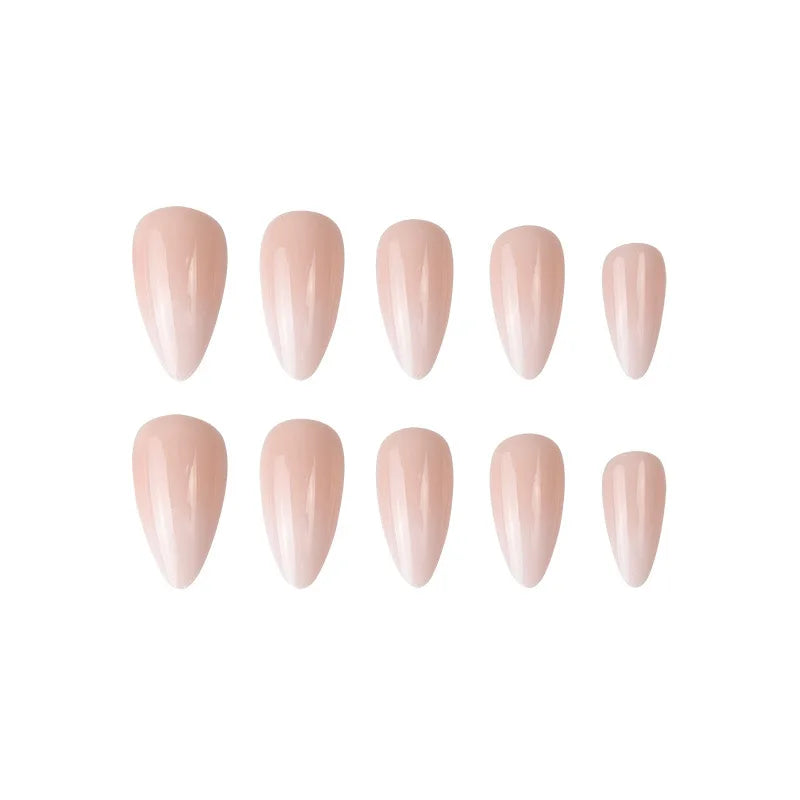 Ddbos 24Pcs/Set Almond Gradient Press On Nail Art Wearable Fake Nails Pointed Simple Ballet Coffin Reusable False Nails Tips Finished