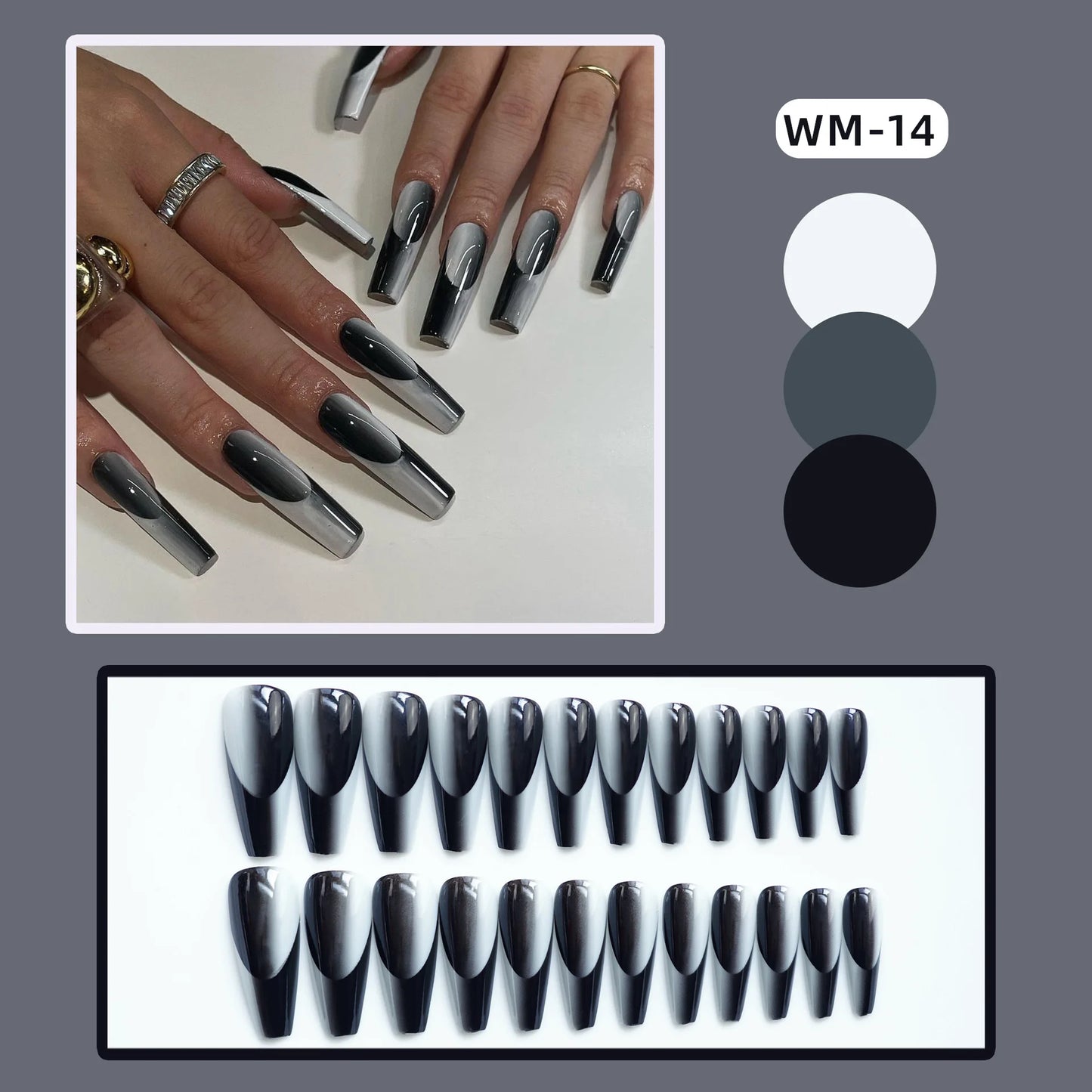 Ddbos Christmas False Y2k Nails Press On 24pcs Gradient Ballet Long Coffin French Nail Tips Full Cover Fake Nail Sticker