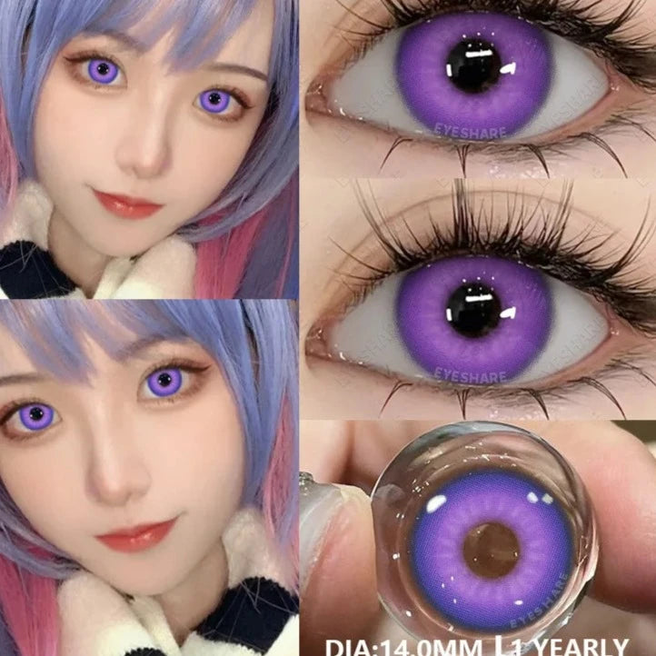 Ddbos 1 Pair Fashion Pink Cosplay Anime Lenses Color Contact Lenses for Eyes Cosmetics Purple Lenses Yearly Eye Contact Lens