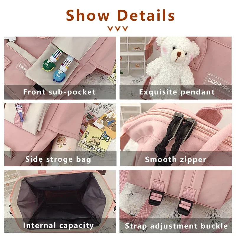 Ddbos BACK TO SCHOOL Women Candy Color Laptop Backpacks Cute Kawaii High School Bags for Teenage Girl Japanese Travel Camping Backpack