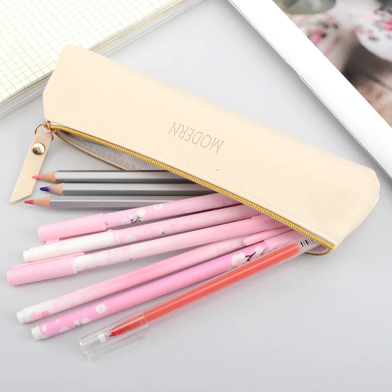 Ddbos BACK TO SCHOOL Pencil Case Black Trousse Pencil Pouch Estuches Korean Stationery PU Leather Bag Astuccio Pen Case Estojo Escolar Pencilcase