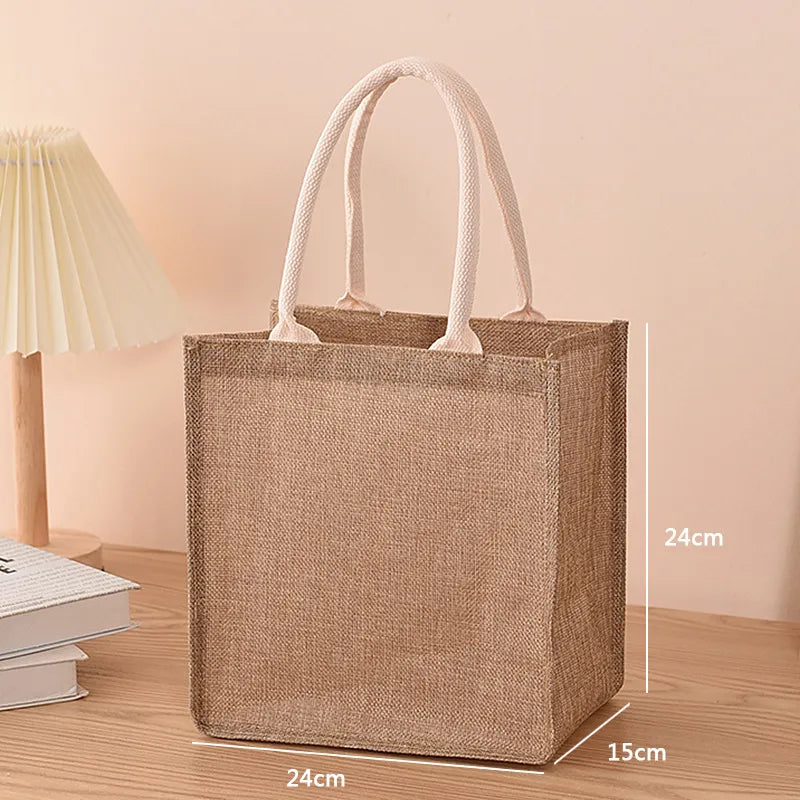 Ddbos Linen bag Hand-painted cotton sacks Jute portable imitation sacks Linen bags Shopping bags Laminated bags