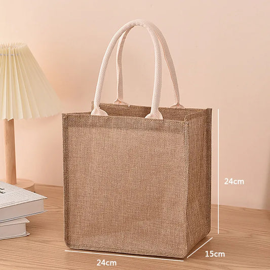 Ddbos Linen bag Hand-painted cotton sacks Jute portable imitation sacks Linen bags Shopping bags Laminated bags