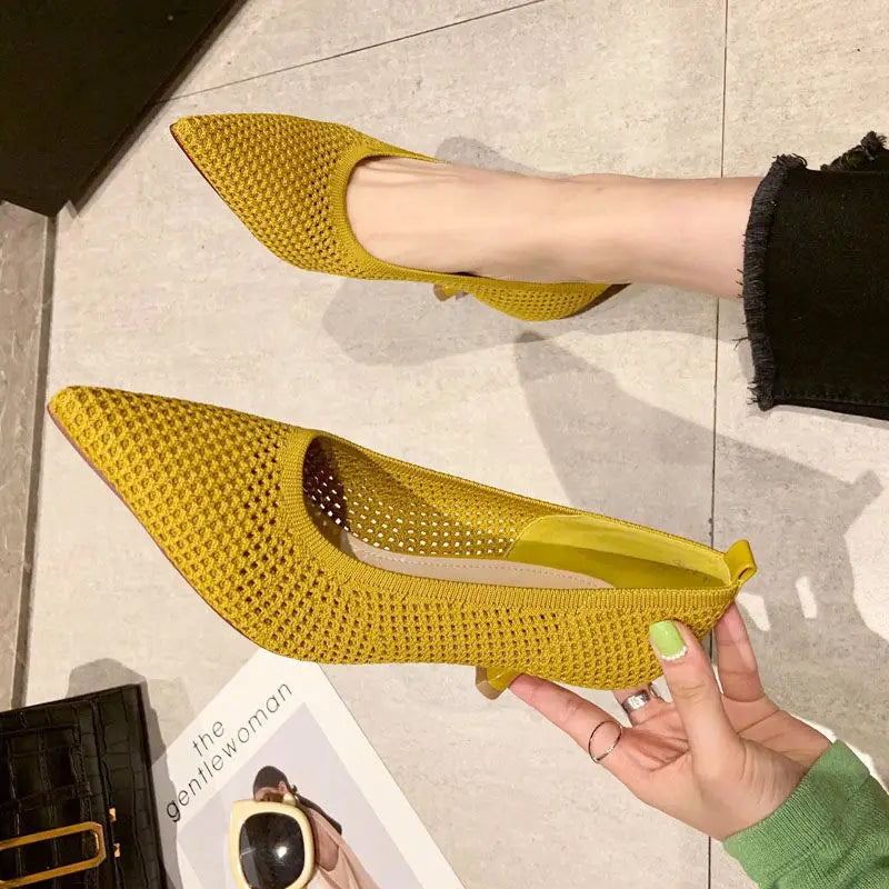 Ddbos Women Pumps  Summer Comfortable Triangle Heeled Party Shoes Stiletto Sexy Single  Shoes Flying Woven Mesh Breathable Women Shoes