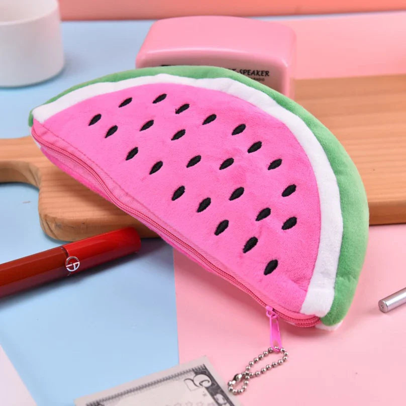 Ddbos Fruits Pencil Case Kawaii Stationery Watermelon Pencil Pouch Estuches Plush School Supplies Trousse Soft Pencil Cases For Girls