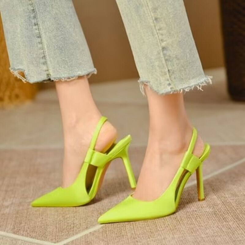 Ddbos Spring New Brand Women Slingback Sandals Pointed Toe Slip On Thin High Heel Ladies Elegant Pumps Shoes Drss Sandals