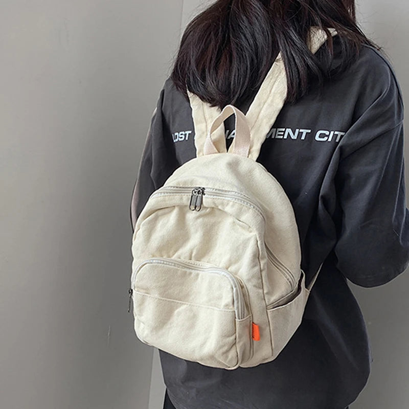 Ddbos BACK TO SCHOOL Canvas Women Small Backpack Vintage Feminina School Mini Backpack Women  Bagpack Female Solid Girl Backpack