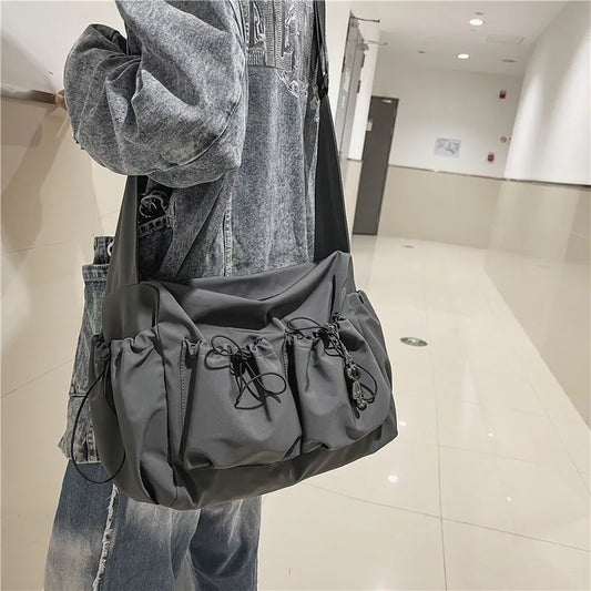 Fashion Brand Literary Youth Shoulder Bag (female Ins Style) Solid Color Lovers Versatile Work Clothes Bag (male Canvas Bag)