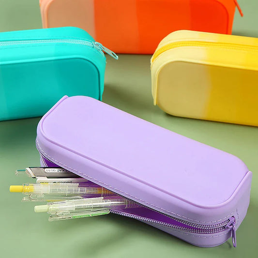 School Silicone Pencil Stationery Large Capacity Waterproof Soft Silicone Pencil Case School Cases