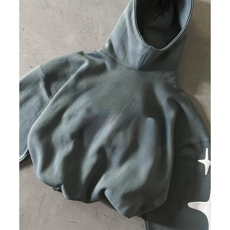 Ddbos winter fits men Hip Hop Street Couple Sweatshirt Foam Print Hooded Sweatshirt Loose Casual Hoodie Tide Men Women Clothing