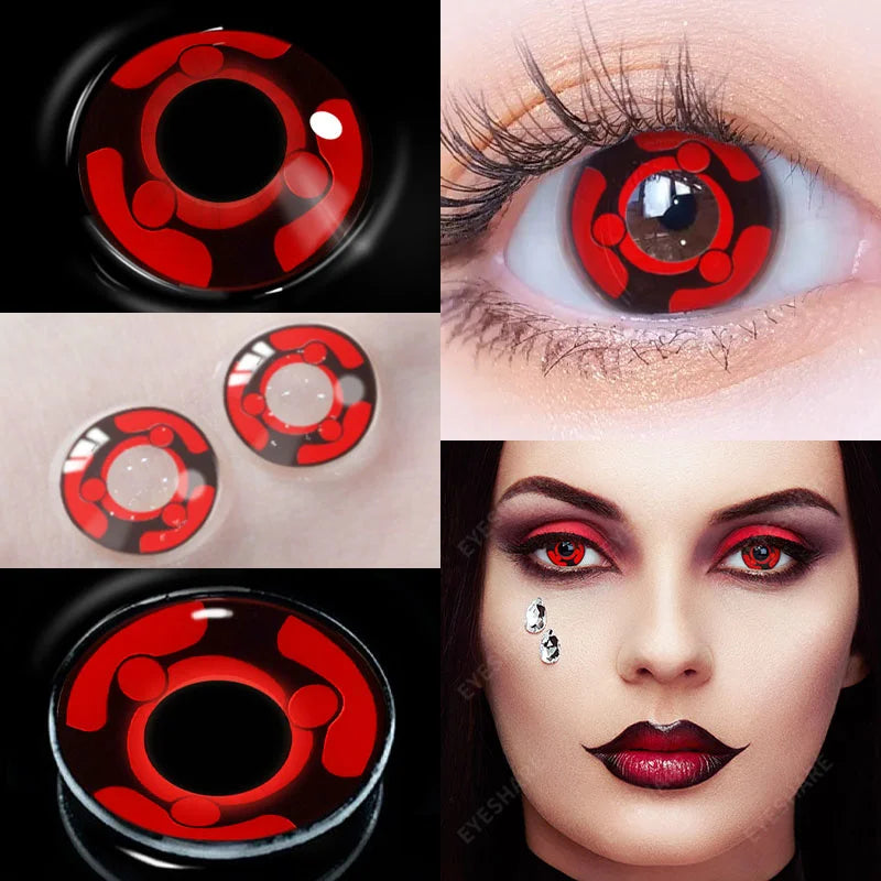 Ddbos 1Pair Halloween Colorful Contact Lenses for Eyes Multicolored Lenses Anime Cosplay Eye Lenses White Black Red Lenses