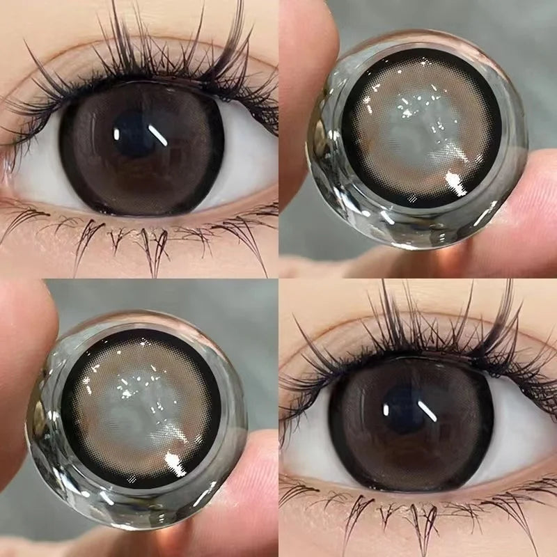 Ddbos 2Pcs Korean Nature Brown Colored Contact Lenses with Prescription Myopia Degree0.00-8.00 For 2024 New Lens Hot Sale