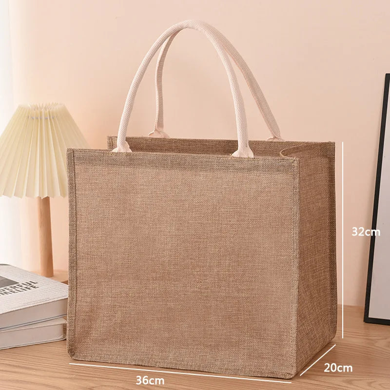 Ddbos Linen bag Hand-painted cotton sacks Jute portable imitation sacks Linen bags Shopping bags Laminated bags