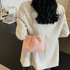 Ddbos Drawstring Pu Leather Crossbody Bags for Women 2024 Spring Korean Fashion Handbags and Purses Mini Shoulder Bag