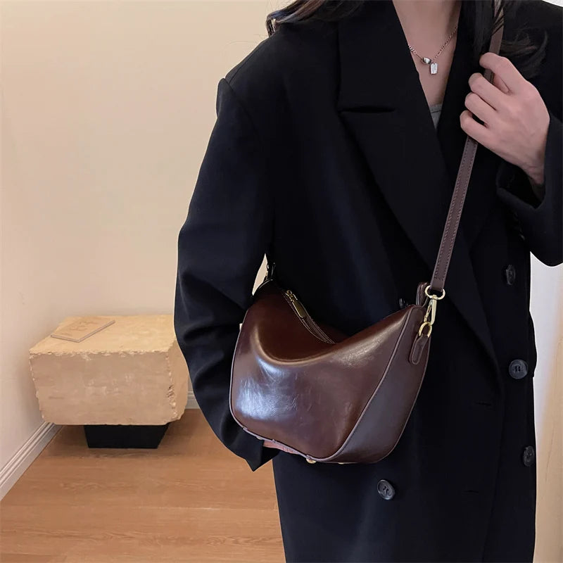 Ddbos Shoulder Bags for Women Winter Fashion Simple Solid Color Handbags and Purses Trend Pu Leather  Hobo Bag