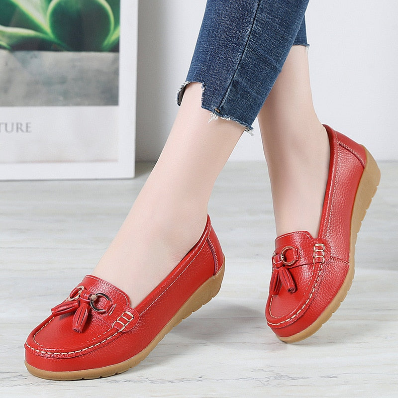 Ddbos Wedge Shoes Women  New Casual Classic Fashion Elegant Candy Colors Leather Shoes Comfortable Female Walking Footwear Lofers