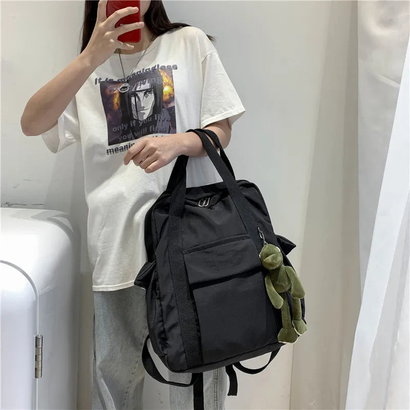 Ddbos BACK TO SCHOOL New Solid Color Women'S Waterproof Nylon Backpack Simple School Bag For Teenage Girl Shoulder Travel Bag School Backpack