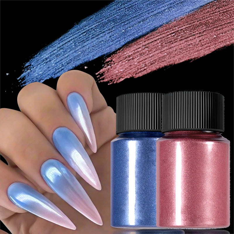 Ddbos 1 Box Pink White Chrome Gradient Powder Shiny Mirror Pearl Effect Colorful Nail Art Glitter Rubbing Dust On Manicure Decorations