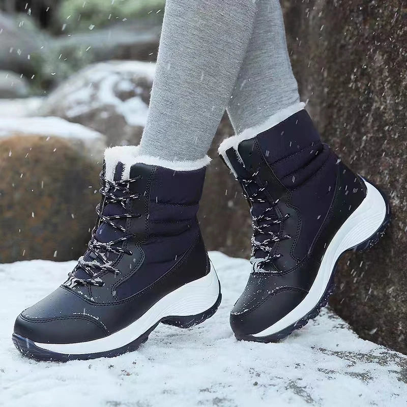 Ddbos Women Boots Waterproof Heels Boots For Winter Tren Platform Ankle Boots Keep Warm Snow Shoes Plush Outdoor Short Boots