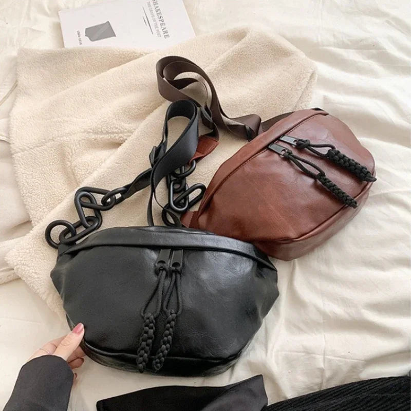 Ddbos Fashion Soft Leather Waist Bag Ladies Fanny Pack High Quality Shoulder Belt Purse Bags Fashion Designer Crossbody Chest Bags