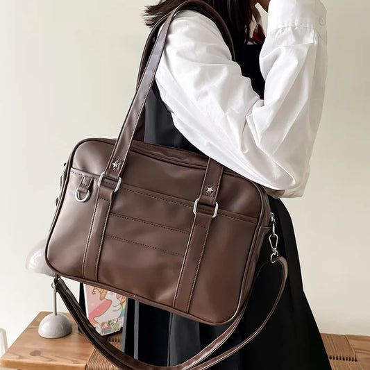 Japanese Preppy Style Shoulder Bag Women PU Leather JK Uniform Bag Girls Handbags Pure Color Crossbody Bags Itabag Tote Bolso
