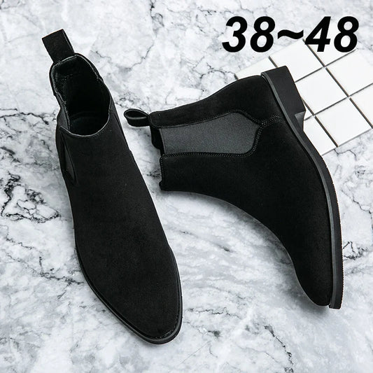 Ddbos Designer Casual Man Autumn Winter Fashion Men Ankle Chelsea Boots Male Mens Shoes Cow Suede Leather Slip On Motorcycle Boot