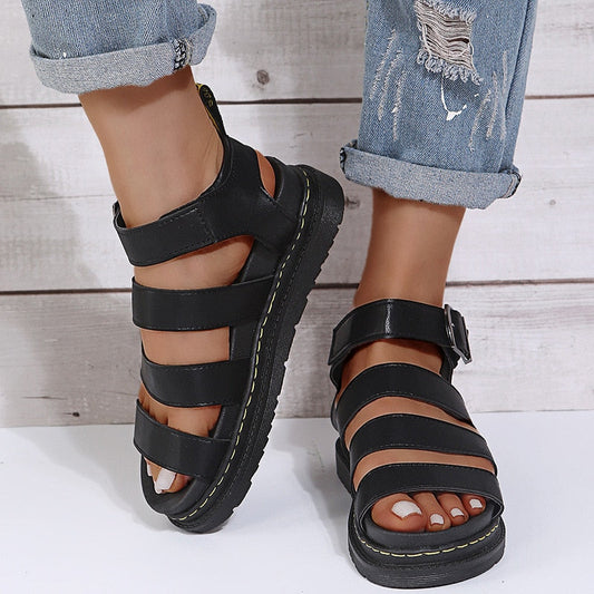 Summer Shoes Woman Flats Platform Sandals Women Soft Leather Casual Open Toe Thick Bottom Wedges Women Shoes