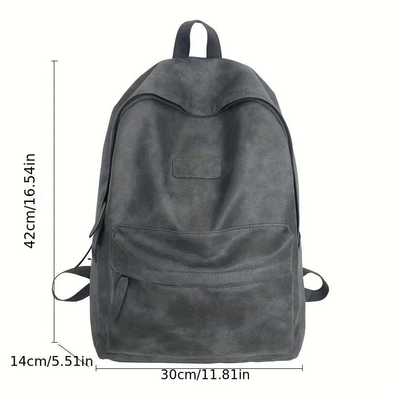 Ddbos BACK TO SCHOOL PU Leather Computer Laptop Bag, Vintage Preppy Style School Backpack, Fashionable Travel College Rucksack