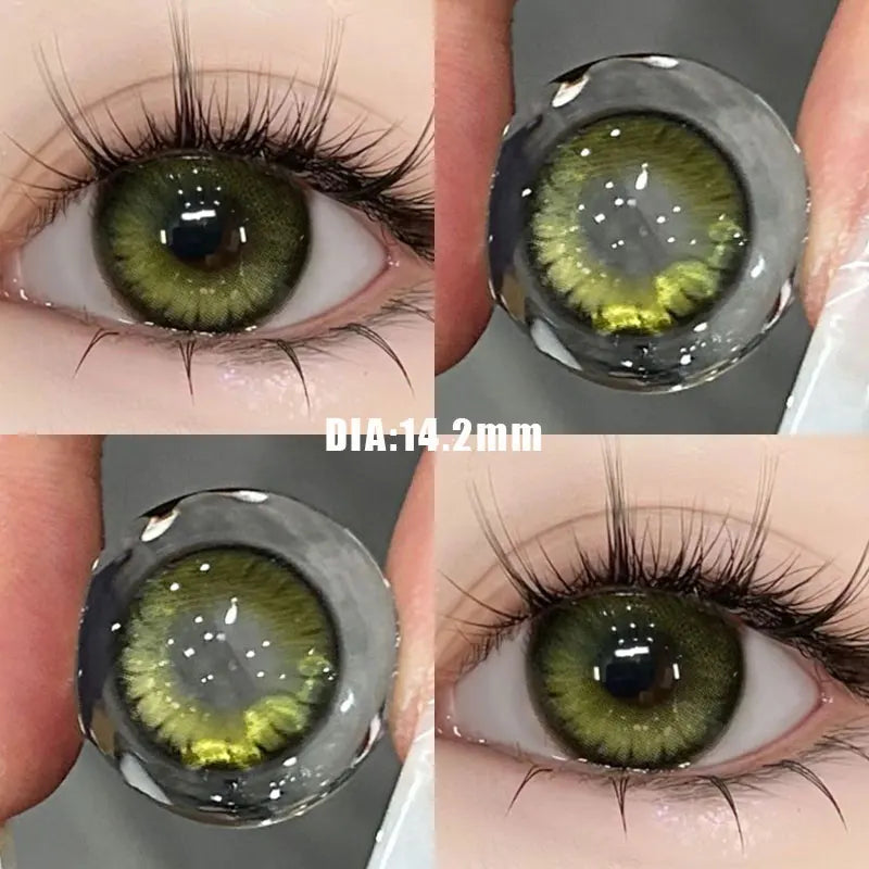 Ddbos 2PCS Korea Colored Contact Lenses Myopia Degree -0.00 to -8.00 Gray Eyes Beauty Pupil Brown Makeup Lens