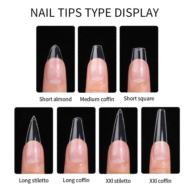 Ddbos Fake Nails False Nail Acrylic American Capsule Gel Shot Artificial Transparent for Frence Fingernails Coffin Full Cover Tips