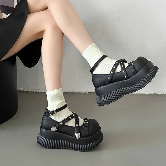 Ddbos Y2K Girls Mary Janes Pumps Buckle Thick Weges Round Toe Platform Shoes Cute Sweet  Lolita  Classic Brand Pumps