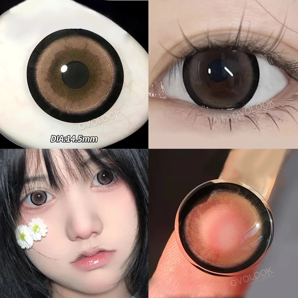 Ddbos 2PCS Brown Lenses Natural Contact Lenses for Eyes Super Beauty Eye Color Lenses Myopia Lenses With Diopters Prescription