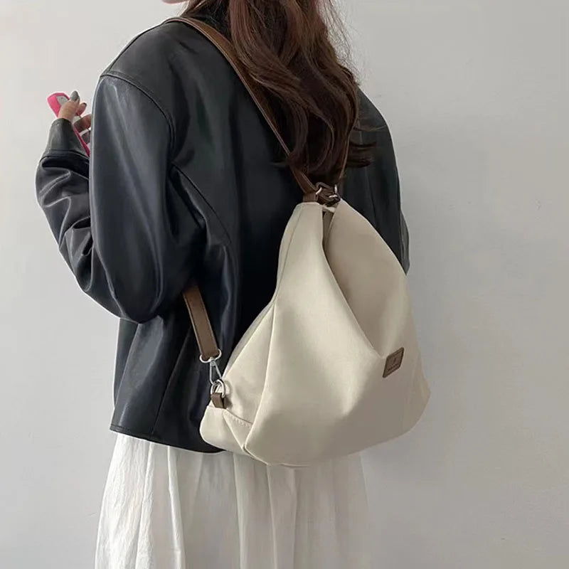 Ddbos BACK TO SCHOOL Canvas Tote Bag Women's New High Capacity and Minimalist College Style Backpack Fashion Versatile Casual One Shoulder Crossbody