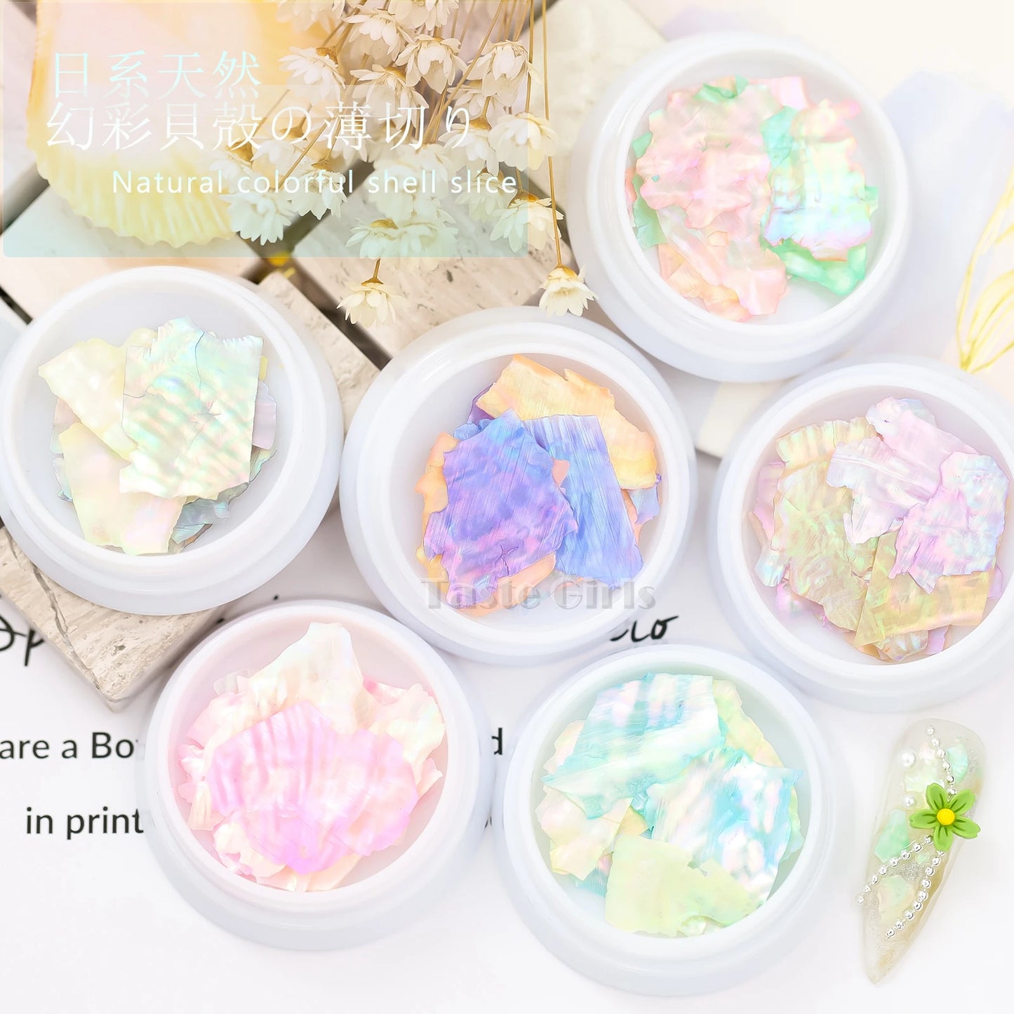 Ddbos 1 Jar Mix 2 Colorful Irregular Natural Sea Shell Thin Abalone Slice Pallitte Nail Art Sequins Decals Manicure Accessories Tip