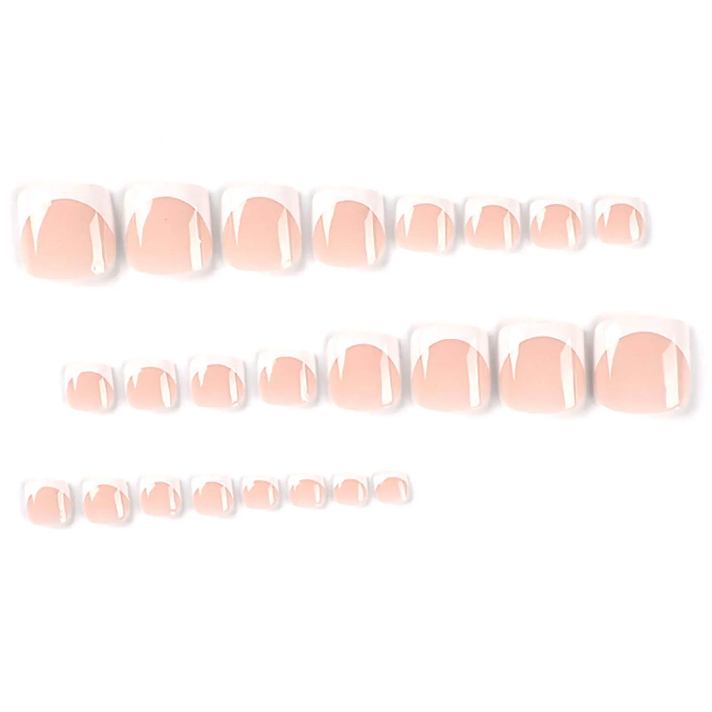 Ddbos 24pcs French False Toe Nails Full Cover Wearable Press on Toenails Ins Simple Square Head Artificial False Toenail Tips for Girl